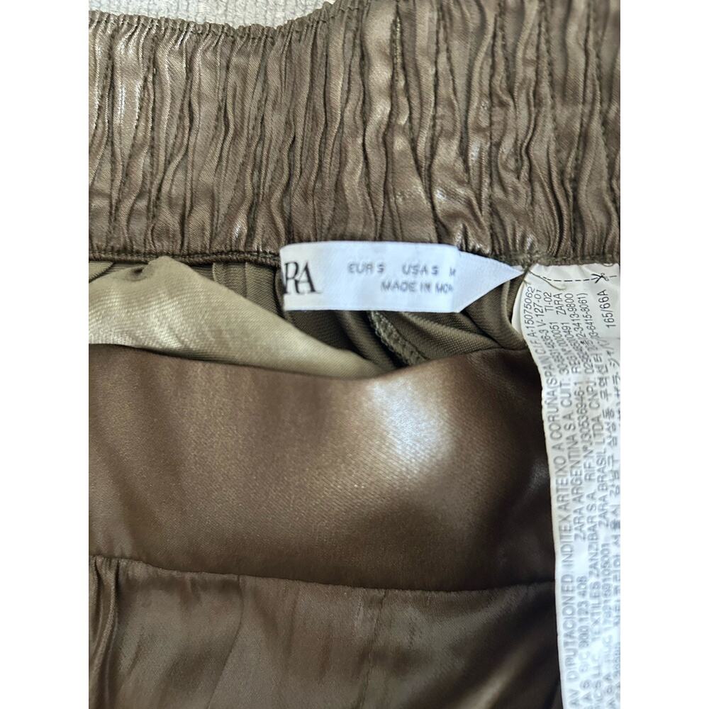 Zara Khaki Olive Liquid Palazzo S Wide Leg Trousers - Picture 11 of 12